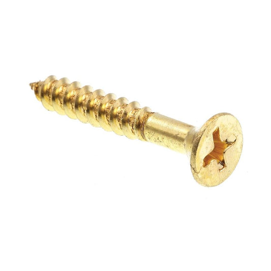 #10 x 1-1/4 in. Solid Brass Phillips Drive Flat Head Wood Screws (25-Pack)
